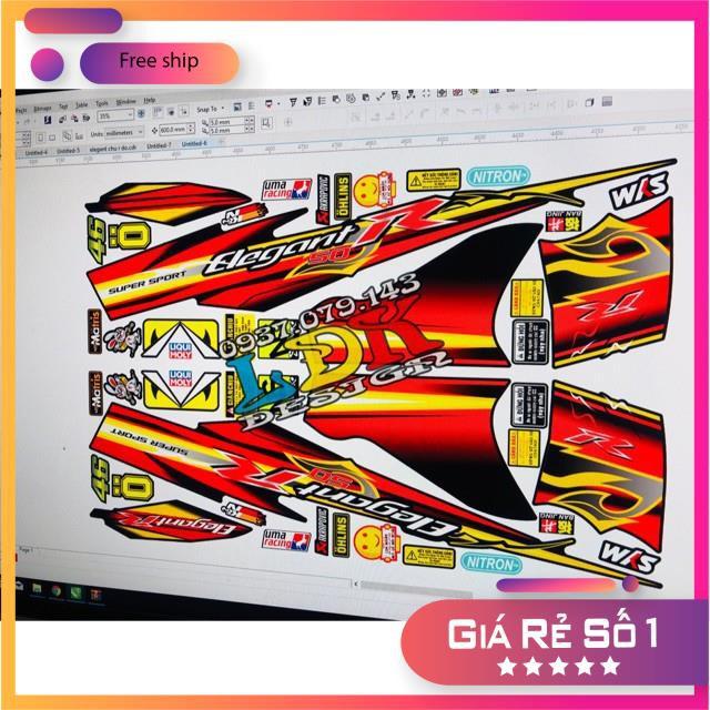 Tem rời Elegant chữ R đỏ đen