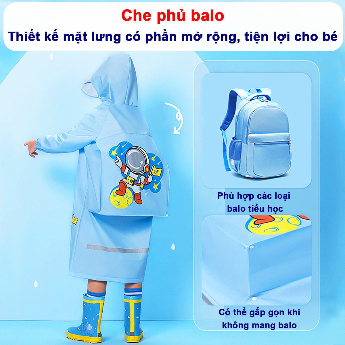 Áo mưa cho bé họa tiết hình thú ngộ nghĩnh Baby-S, Áo mưa trẻ em 2-10 tuổi nhiều màu xinh xắn – SAM015