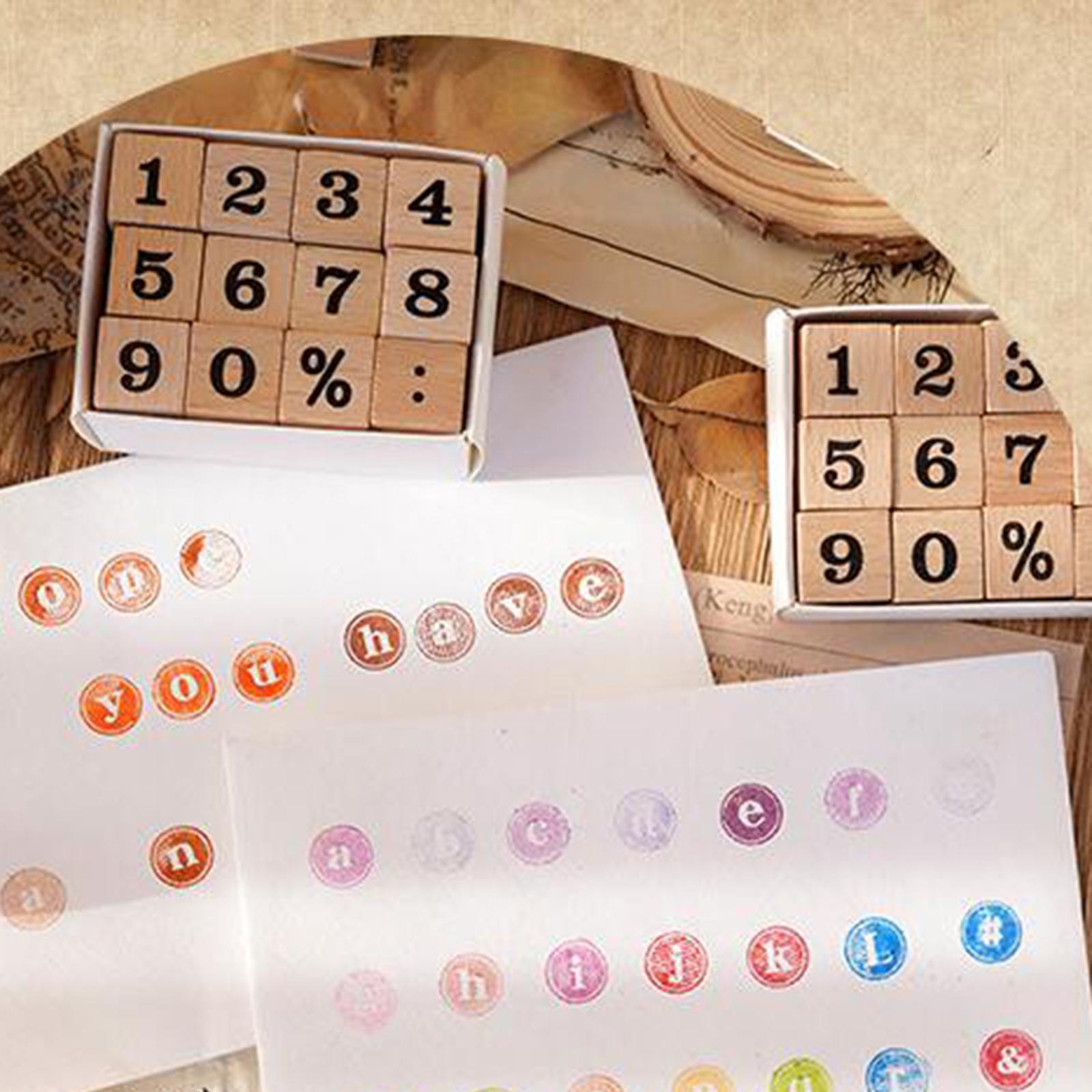 Set of Wooden Letters Rubber Stamp Set Scrapbook Stationery DIY Art Crafts