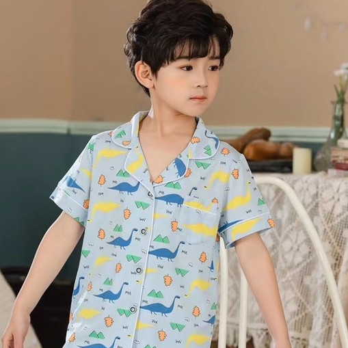 Bộ Pijama cộc tay hình khủng long xuất Hàn bé trai 2-14 tuổi