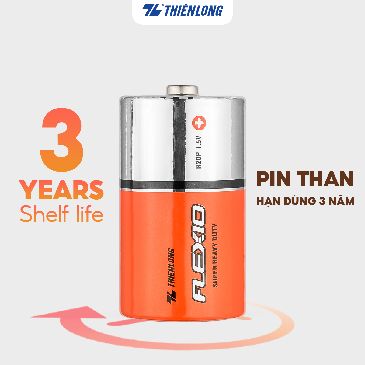 Lốc 2 Pin đại D Thiên Long Flexio BAC-R20/2
