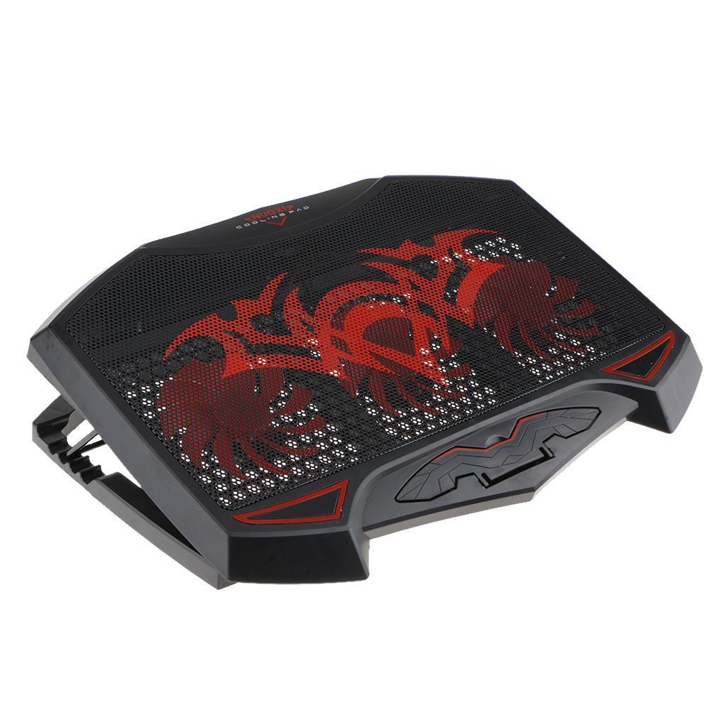 PC Dual USB Cooling Pad Laptops with 3 Quiet Fans for 17Inch Notebooks Black