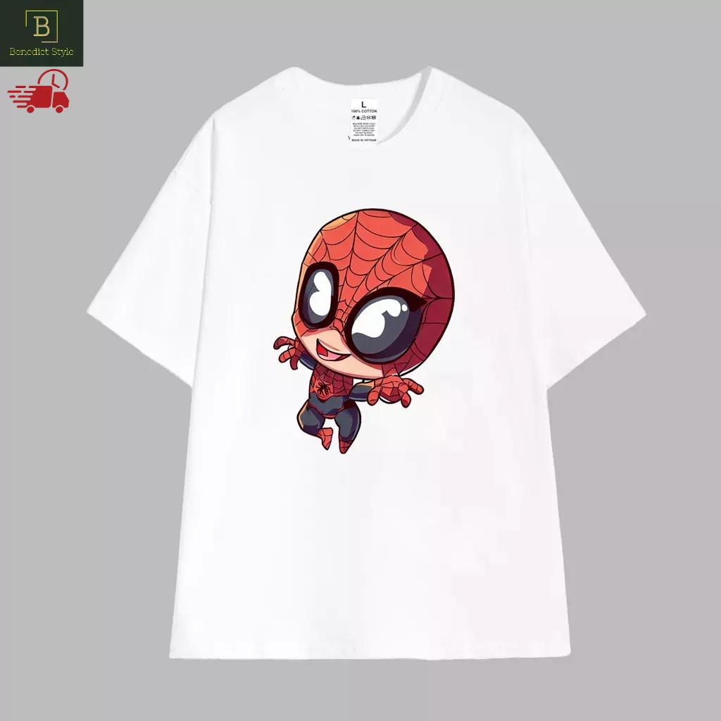 Áo thun tay lỡ unisex áo phông nam nữ oversize hình Spider man mini vui nhộn