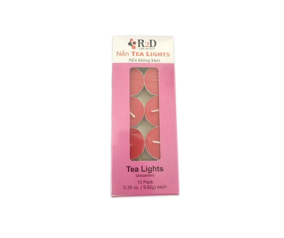 Nến Không Khói, Đỏ, Tealight Đỏ, , Chính Hãng Từ Thương Hiệu R2D, Thành Phần Tự Nhiên, Lành Tính.