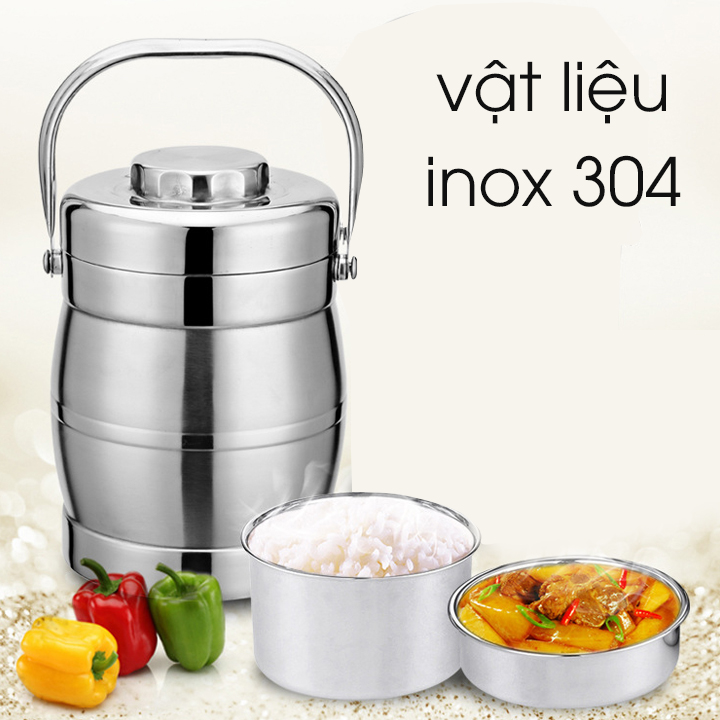 Cặp Lồng Inox 3 Tầng 1.4 - 2 Lít -Cặp Lồng  Đựng Cơm Cháo Phở Giữ Nhiệt Cao Cấp - Cà Mên Inox - Hàng Loại 1 - Chính Hãng MINIIN