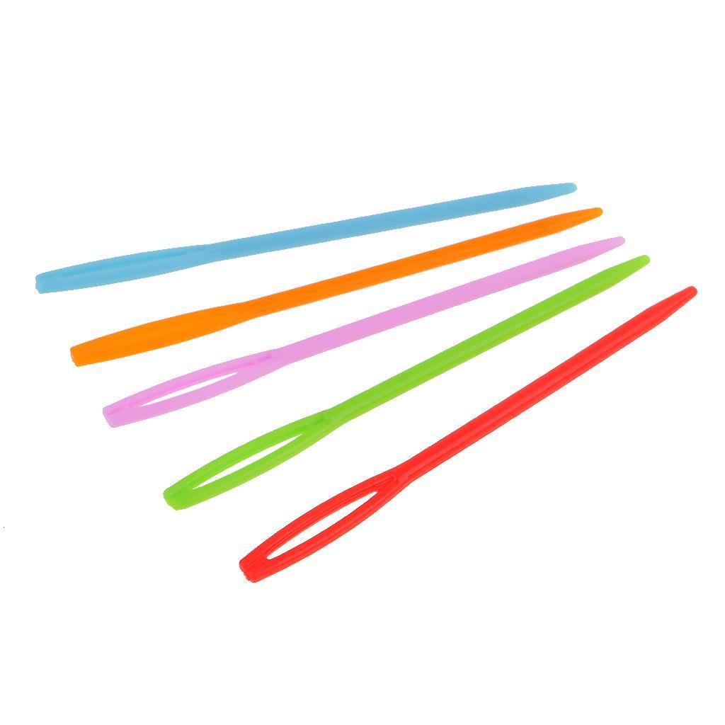 3x 100pcs 7cm Multicolor Plastic Sewing Threading Darning Needles Cross Stitch