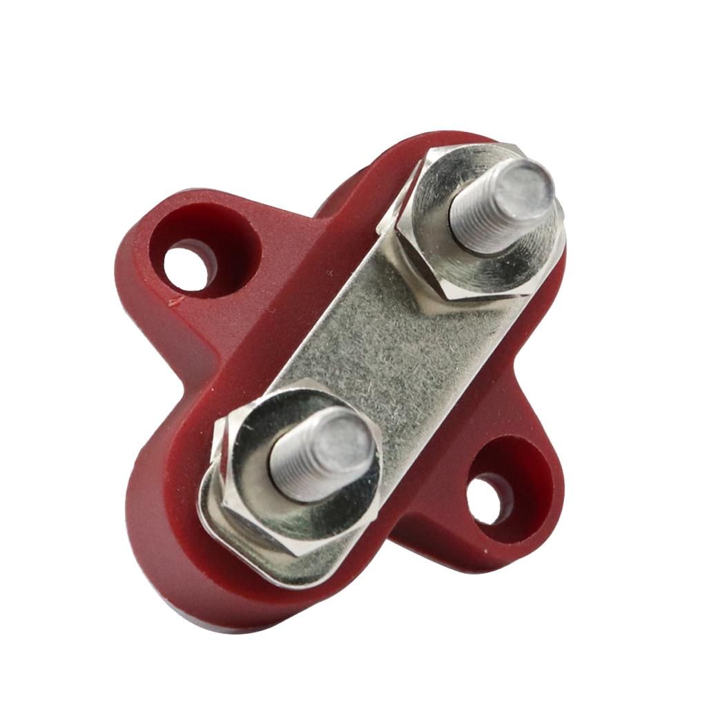 Red - Marine Boat Car Double M6 Terminal Stud Bus Bar Power Distribution Box