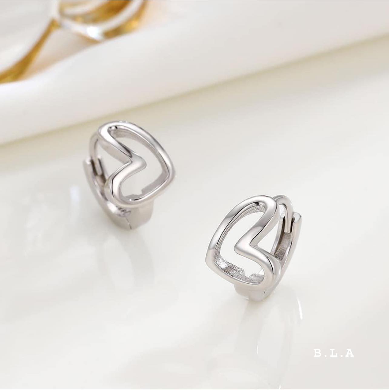 Bông tai bạc khoá bấm hình trái tim chất liệu bạc s925 MS005