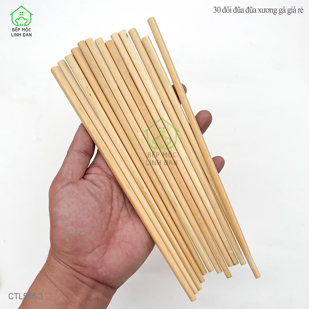 Combo 30 Đôi Đũa Gỗ Xương Gà Giá Rẻ HAHANCO Phù Hợp Cho Các Quán Ăn - CTL588-3