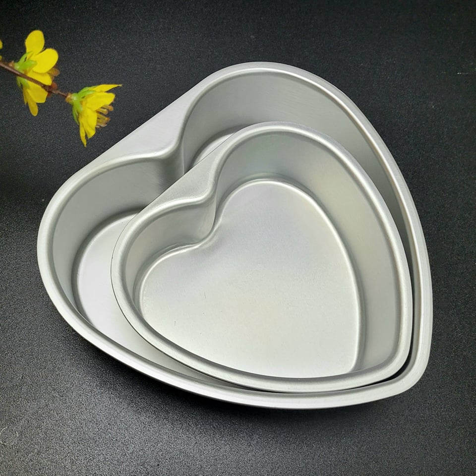 Khuôn Bánh Nhôm Đúc Cao Cấp - Hình Trái Tim 20/ 15cm. Khuôn bánh Bông lan, Rau câu Banh Trung Thu. Khuôn ép bằng tay. Đồ Gia Dụng nhà bếp pha chế làm bánh nguyên liệu