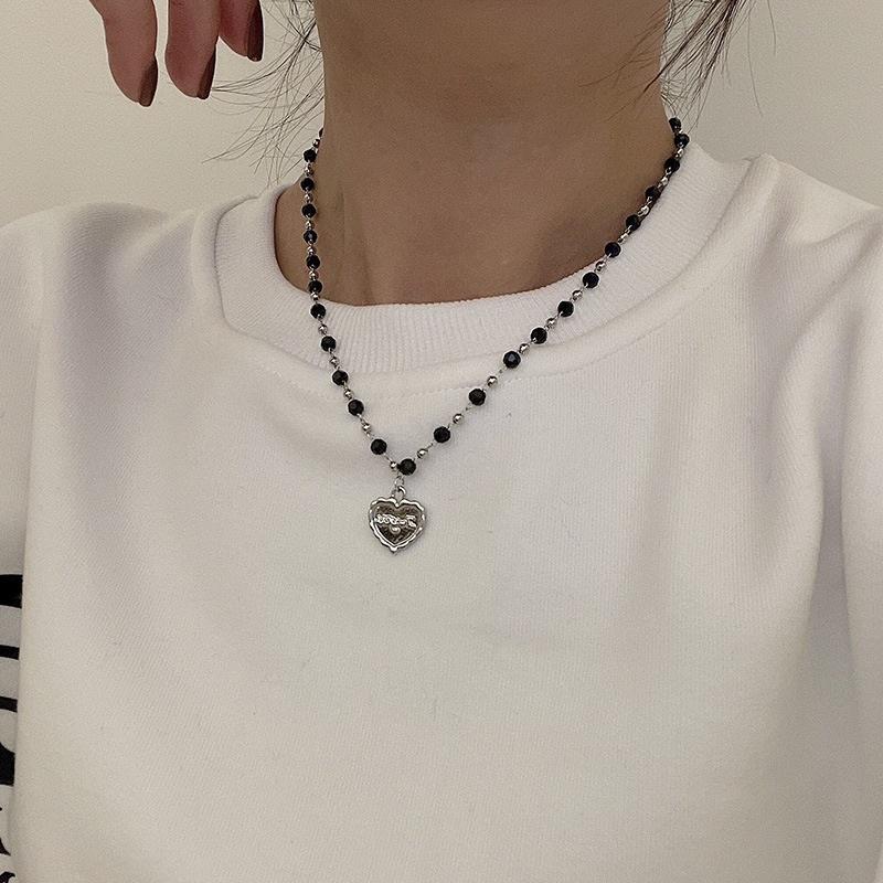 N204 Choker Vòng cổ dây chuyền mặt trái tim phong cách Nhật Bản và Hàn Quốc thời trang