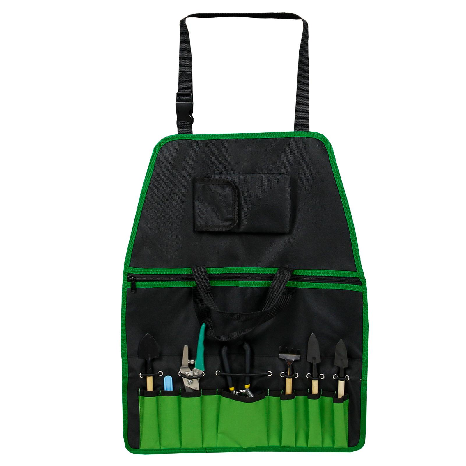 Tạp dề làm vườn 2 trong 1 có túi zip có thể gập lại làm túi đựng công cụ với thiết kế túi nhỏ đựng điện thoại