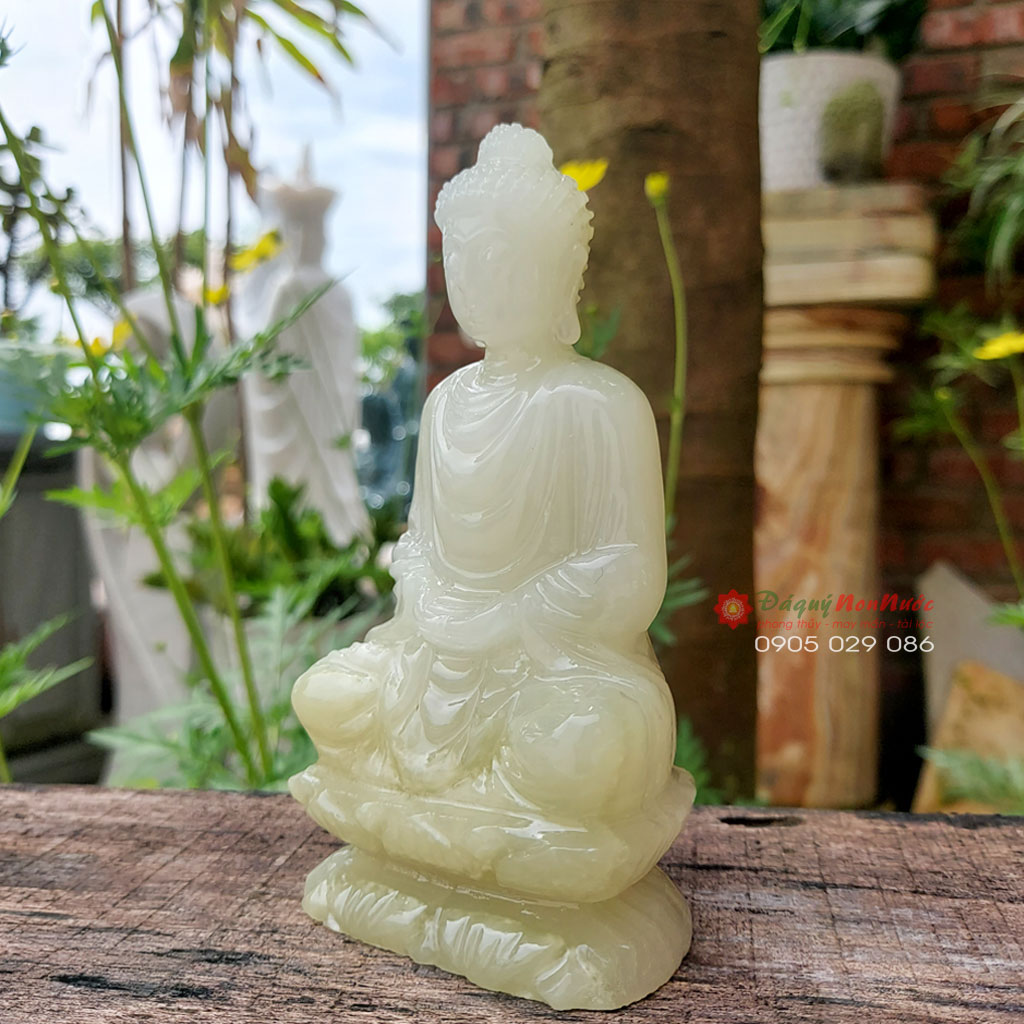 Tượng Phật Thích Ca phong thủy đá ngọc Pakistan 12cm