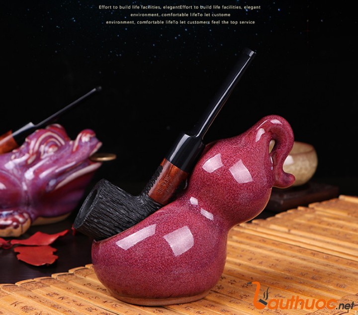 Tẩu thuốc gỗ Sherlock Holmes gỗ thạch nam hút thuốc sợi 1606E