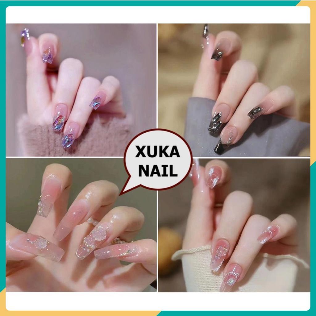 Bộ 24 móng tay giả/Nail đính đá kèm keo - mẫu