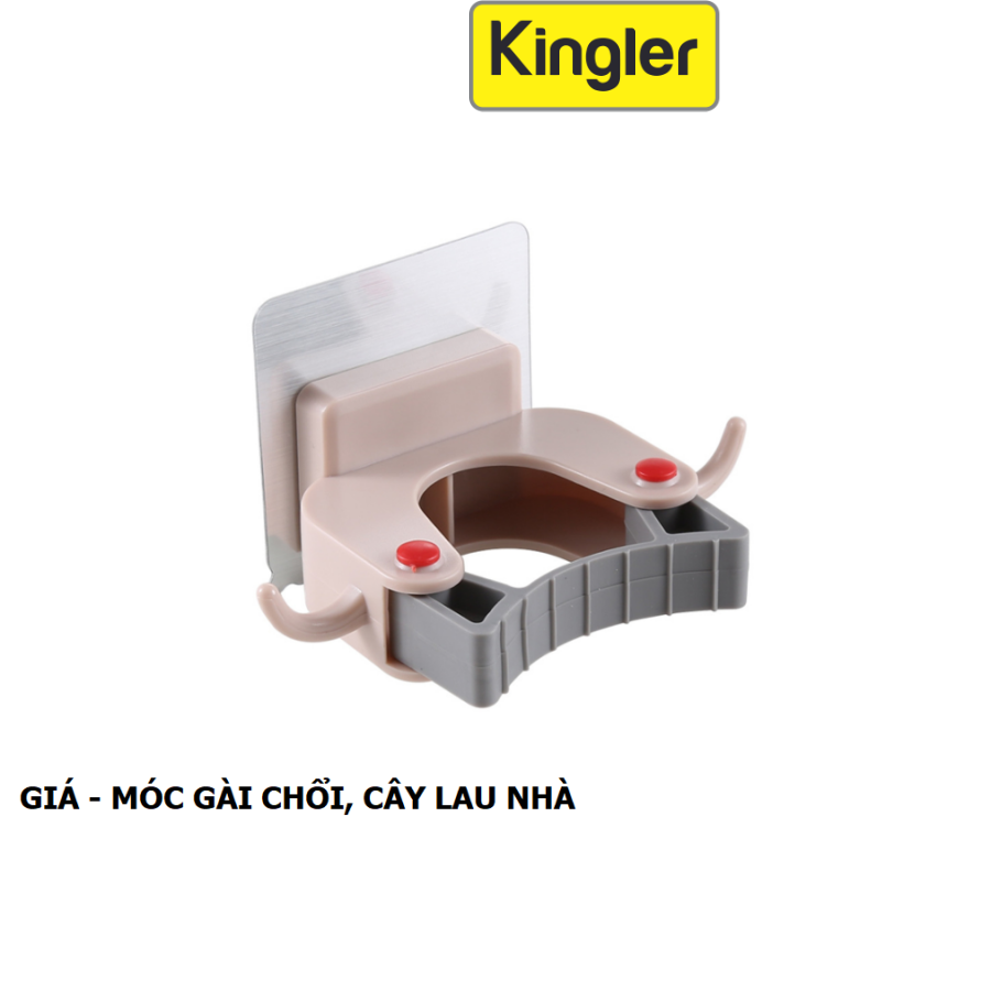 Móc Dán Tường - Kẹp Treo Chổi - Cây Lau Nhà Tiện Dung, Sử Dụng Miếng Dán 3M Siêu Chắc, Kingler 4029