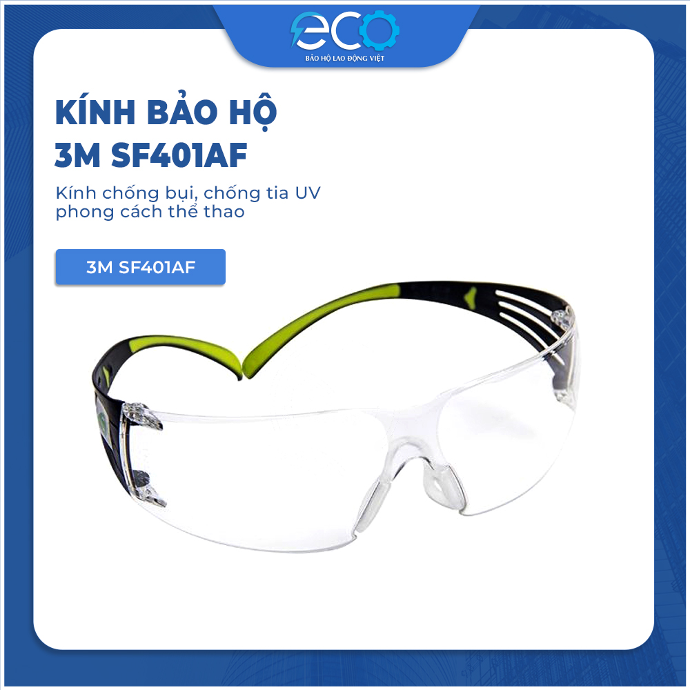 Kính bảo hộ 3M SF401AF kính chống bụi, chống tia UV phong cách thể thao