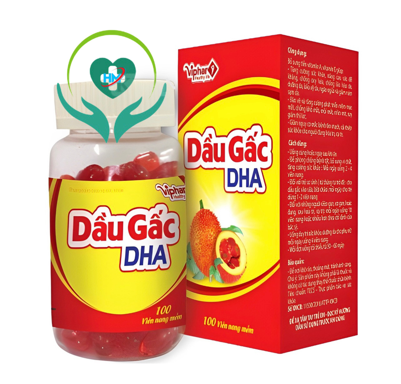 DẦU GẤC DHA Vinaphar - Hộp 100 viên - Tăng cường sức khỏe, nâng cao sức đề kháng, chống oxy hóa, chống lão hóa