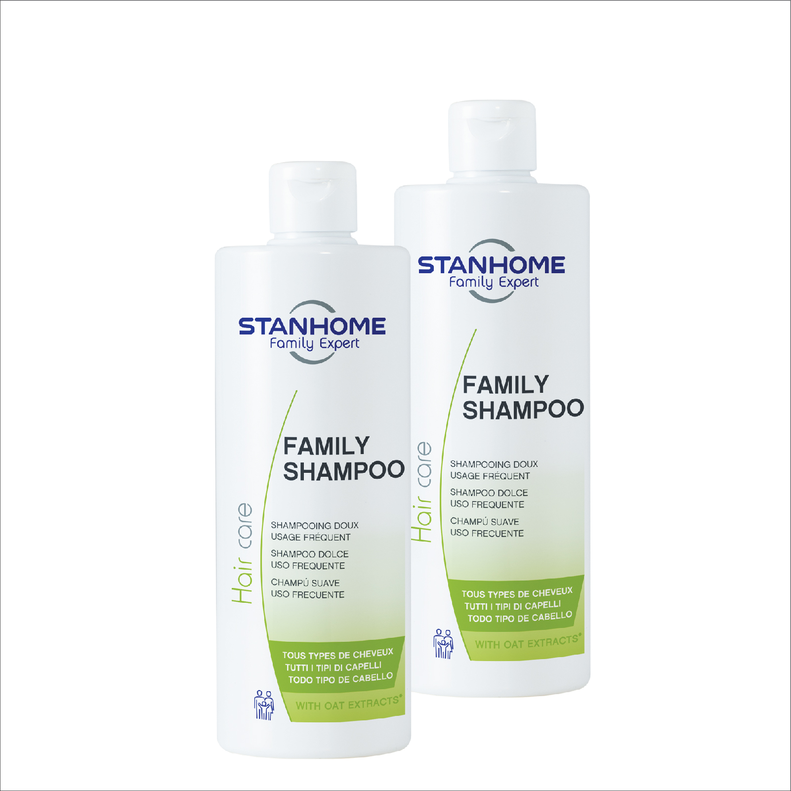 Combo 2 Dầu Gội Không Xà Phòng, Ph5 Với Tinh Chất Yến Mạch Family Shampoo Stanhome 400ml/chai- mẫu mới