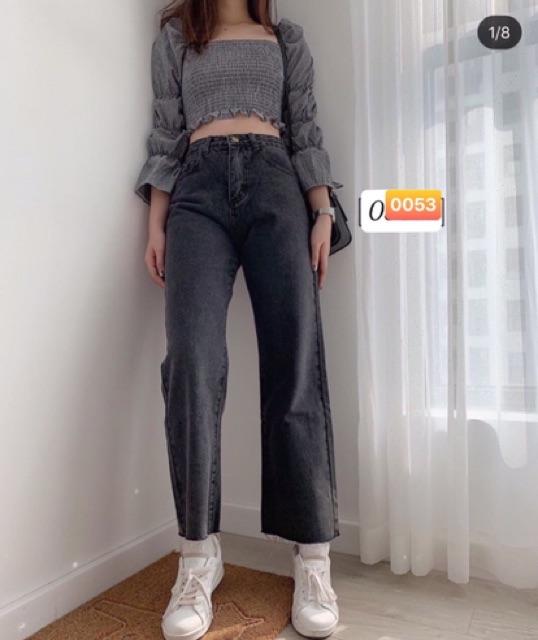 QUẦN JEAN ĐEN ỐNG RỘNG HOTTREND