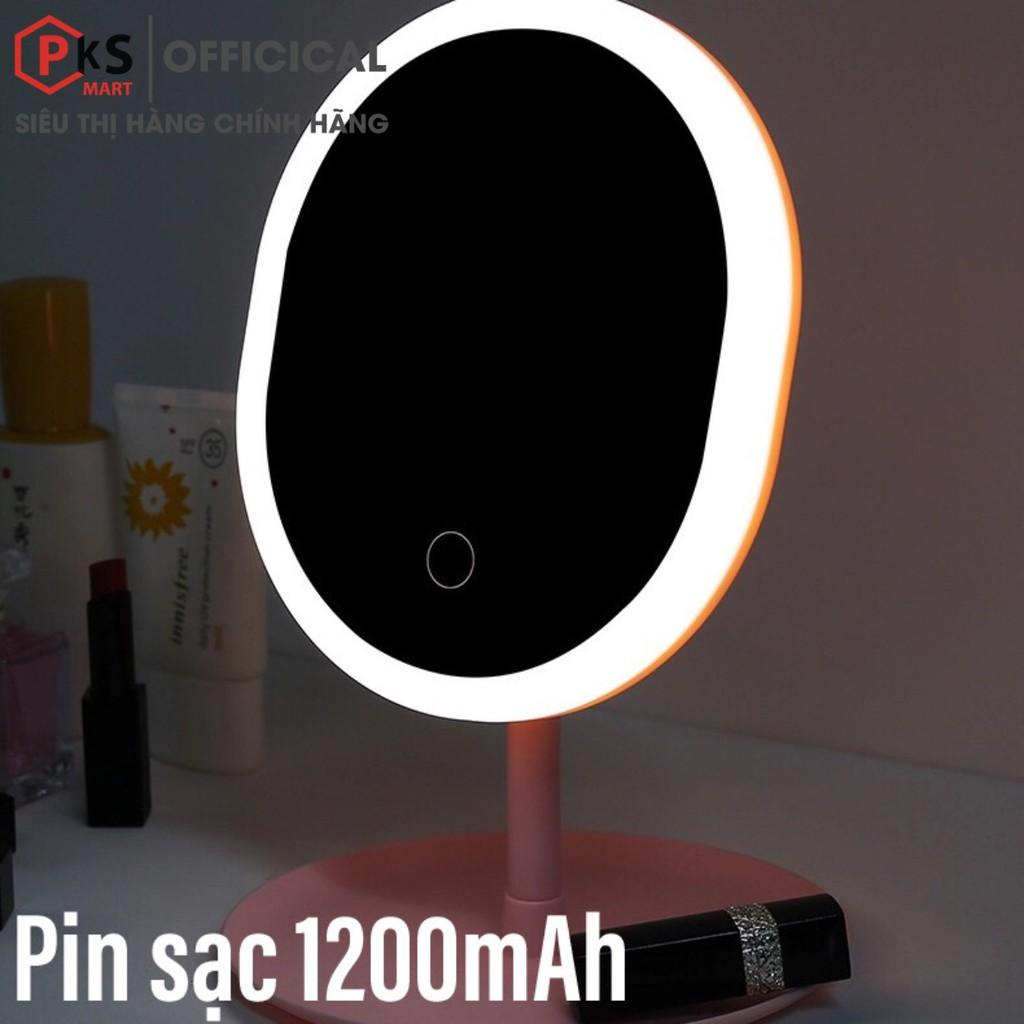 Gương Trang Điểm Để Bàn Kiêm Đèn Ngủ Có Đèn LED Cảm Ứng Cao Cấp Pin Sạc-3 Chế Độ Ấnh Sáng - PKSMART