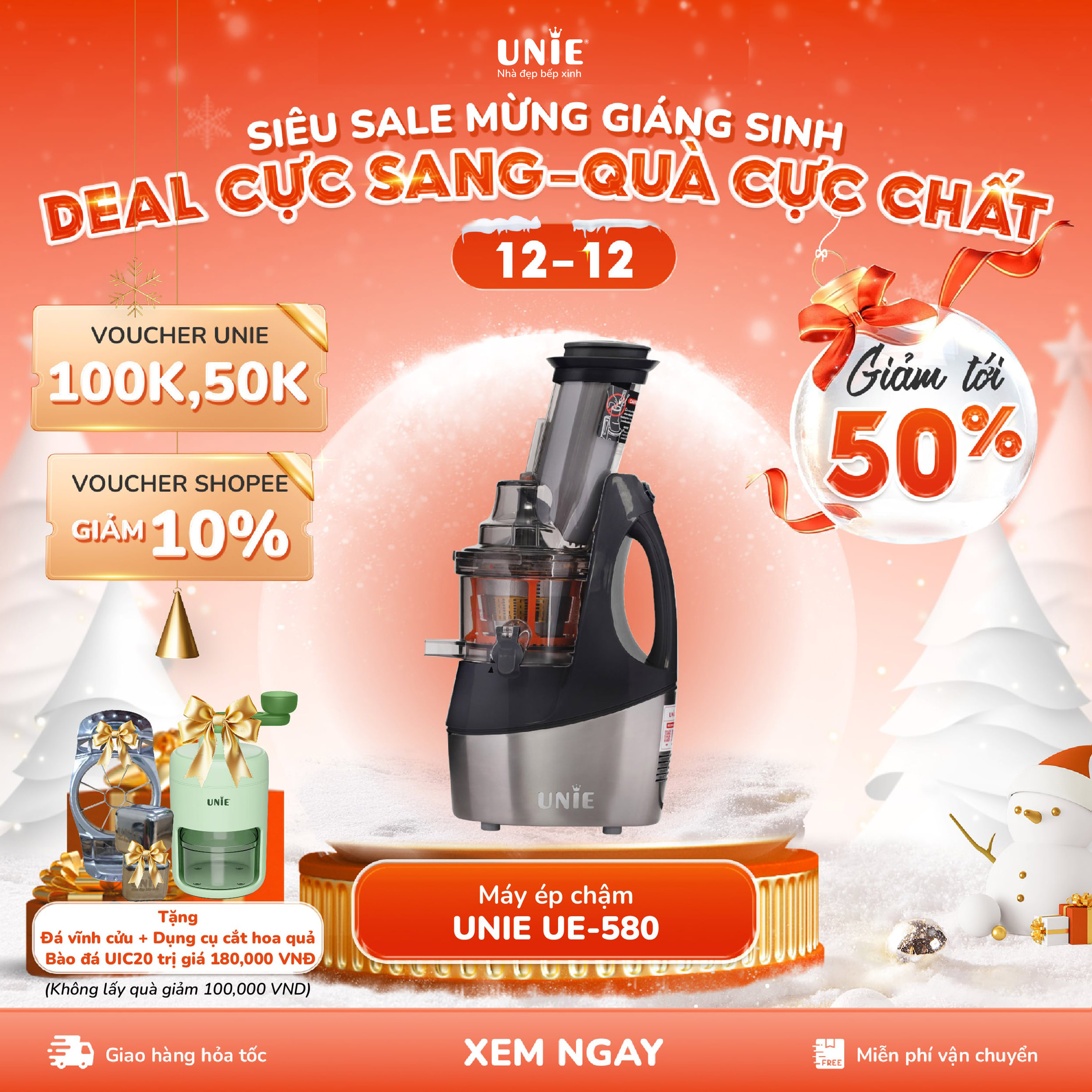 Máy Ép Chậm Unie Ue - 580 - Hàng Chính Hãng