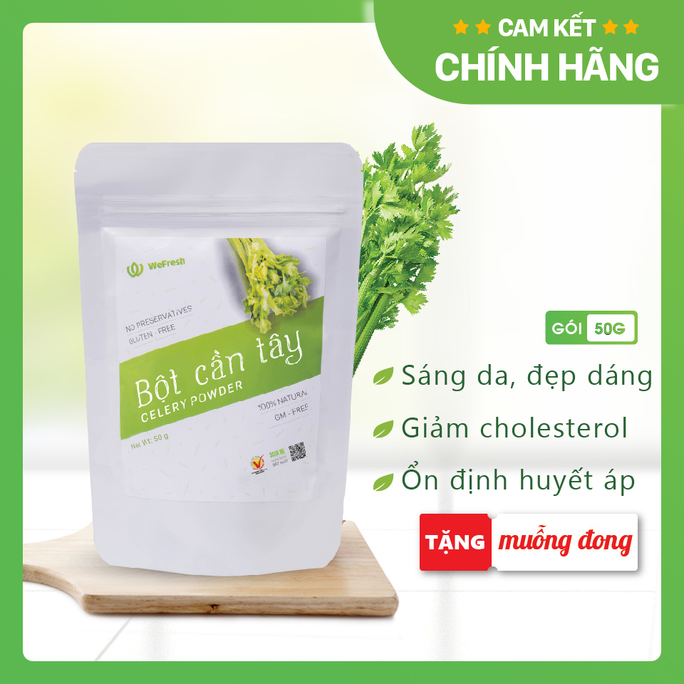 Bột Cần Tây Sấy Lạnh Nguyên Chất - Hỗ trợ giảm cân, giảm mỡ bụng, giảm mụn, giảm gút - Tui 50gr