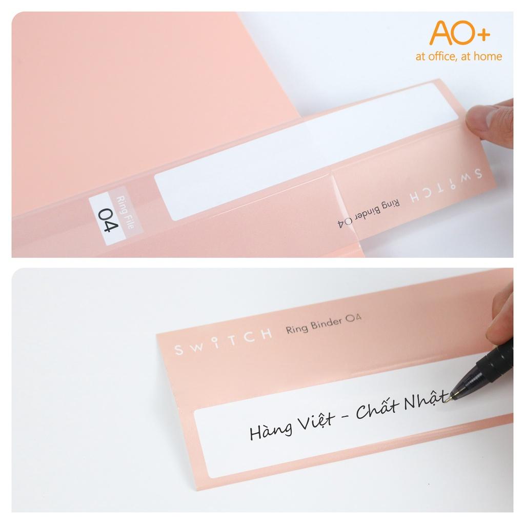 Bìa Còng O4 Switch ON AO+, Nhựa PP/ A4, 4 Nhẫn O