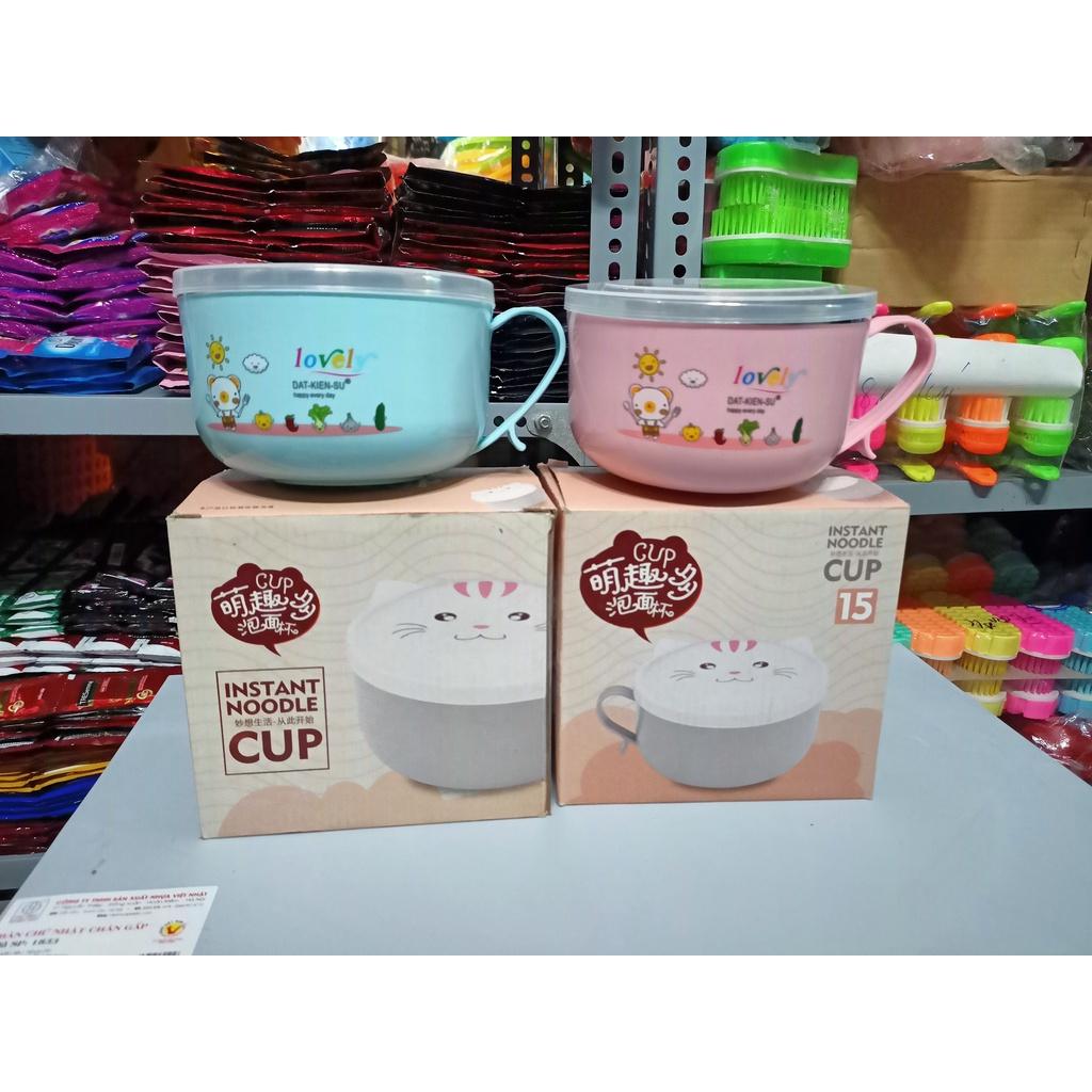 Bát ăn cháo tô mì 2 lớp cách nhiệt kèm muỗng hàng đẹp