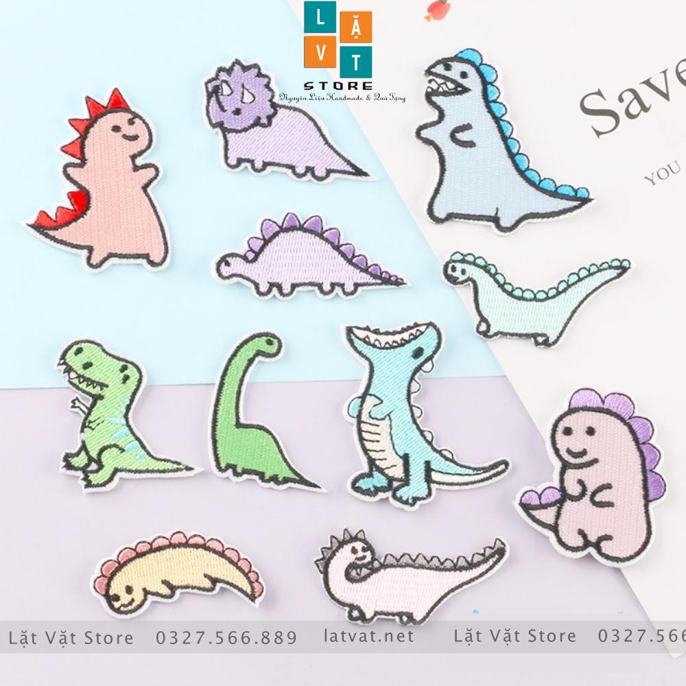 Patch ủi quần áo KHỦNG LONG TÍ HON cực kì dễ thương, dán Vali, tủ lạnh, Sticker miếng dán cá tính, xinh xắn...
