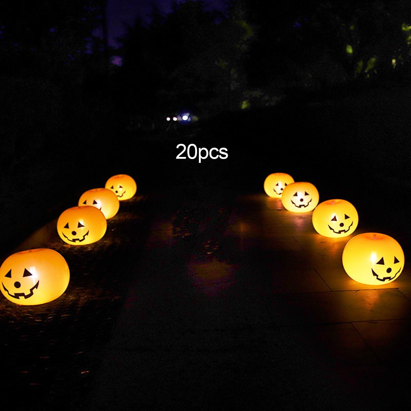 20x Pumpkin Light up Balloons Halloween Kids Toys for Yard Garden Decoration