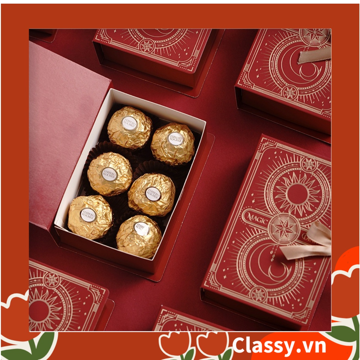 - Hộp giấy đựng quà tặng gắn ruy băng hình cuốn sách cổ điển Q762
