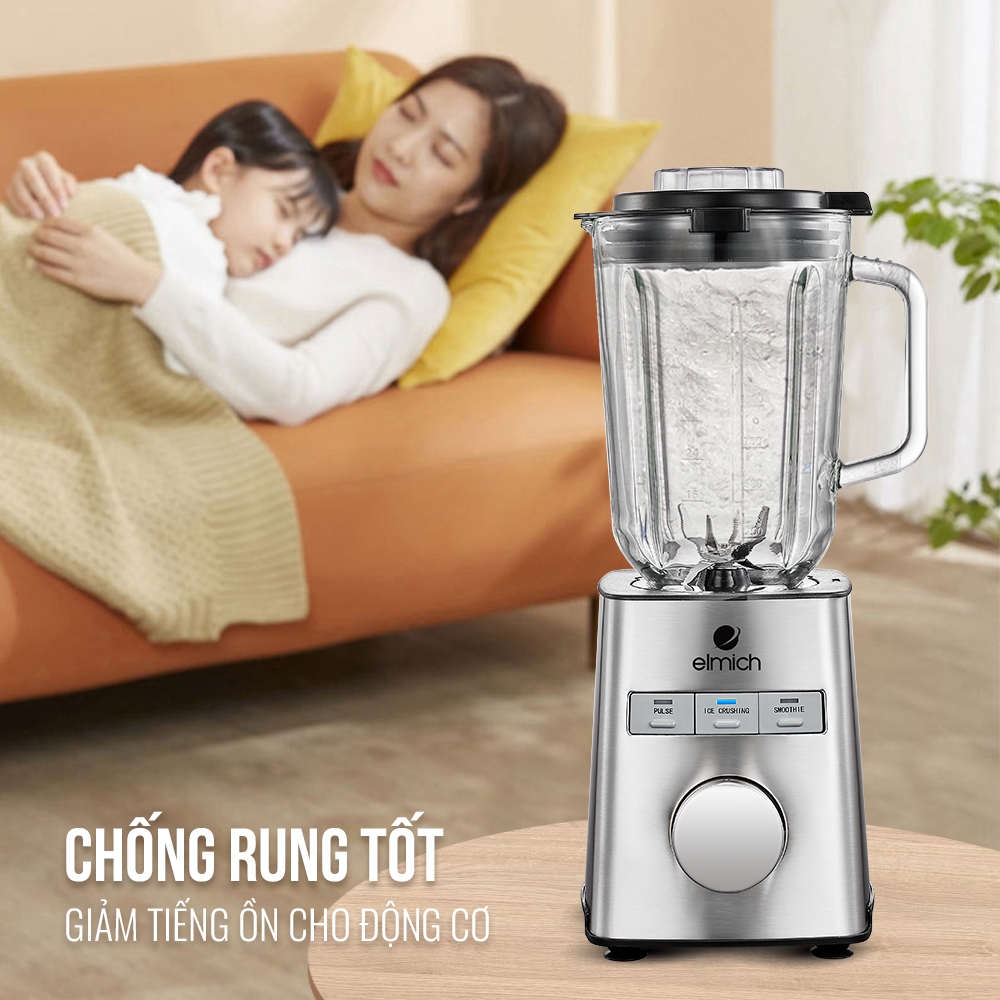 Máy Xay Sinh Tố Cối Thủy Tinh Elmich BLE-1849 (1200W - 1,5L) - Hàng Chính Hãng