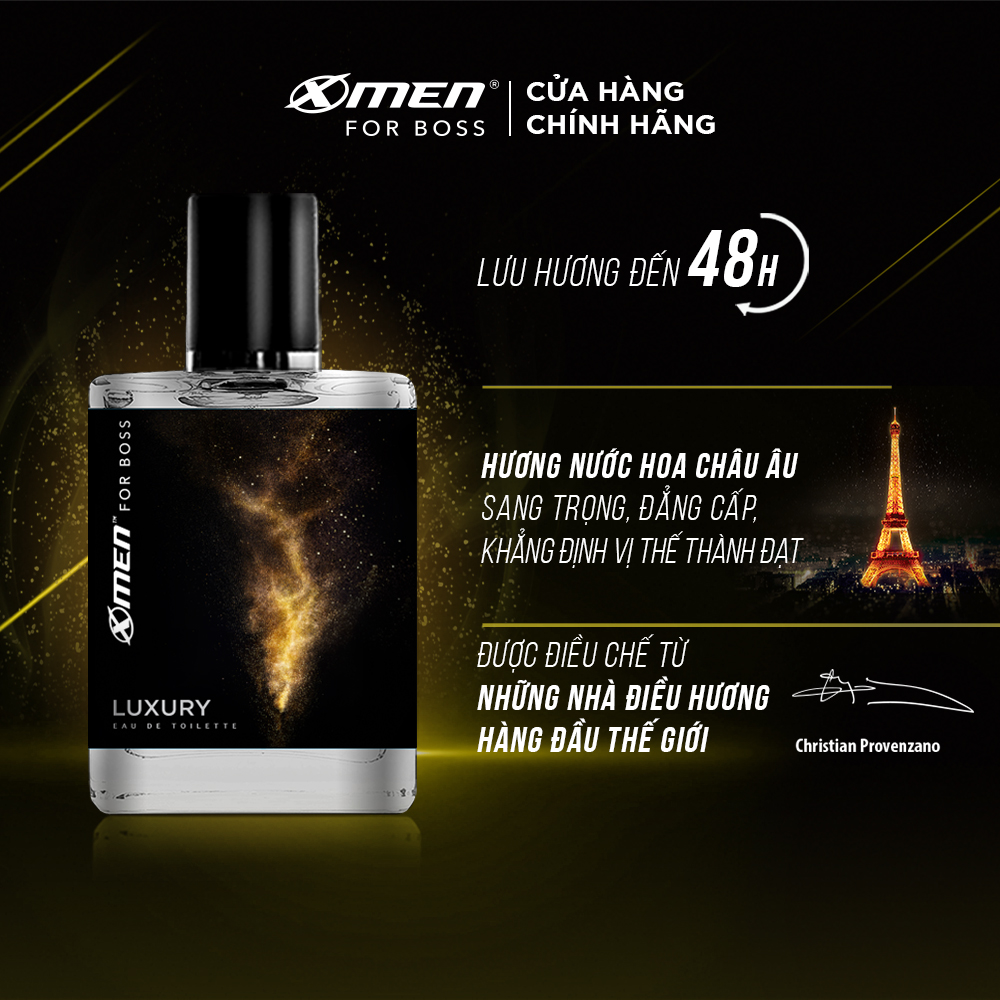 Combo X-Men For Boss trọn bộ mùi hương Luxury (49ml + 650g + 150ml + 70g + 50ml + 180g)
