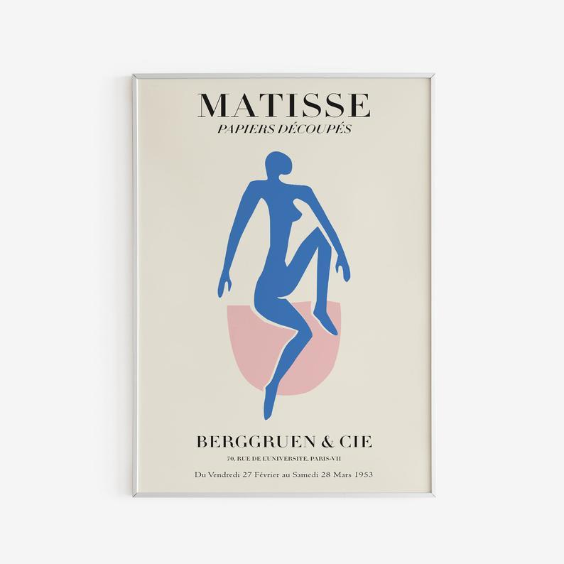 Tranh treo tường | Tranh Matisse Tate Modern - Woman Figure - Blue - Pink, Printable Wall Art, Matisse Poster