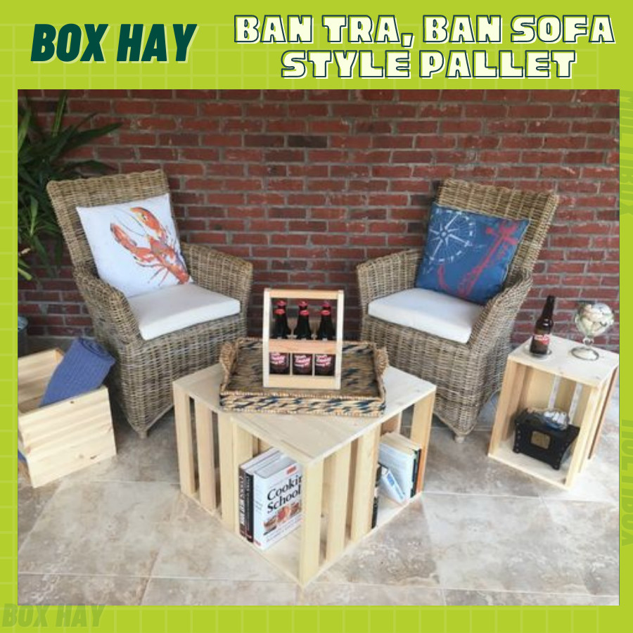 Bàn Trà, Bàn Sofa Lắp Ráp Từ 4 Thùng Gỗ Pallet Trang Trí Phòng Khách, Bàn Ngồi Ban Công Thay Đổi Bố Trí Đa Năng