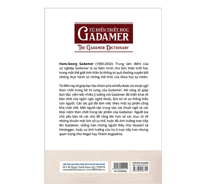 TỪ ĐIỂN TRIẾT HỌC GADAMER (The Gadamer Dictionary) - Chris Lawn, Niall Keane - Nguyễn Sỹ Nguyên dịch - (bìa mềm)