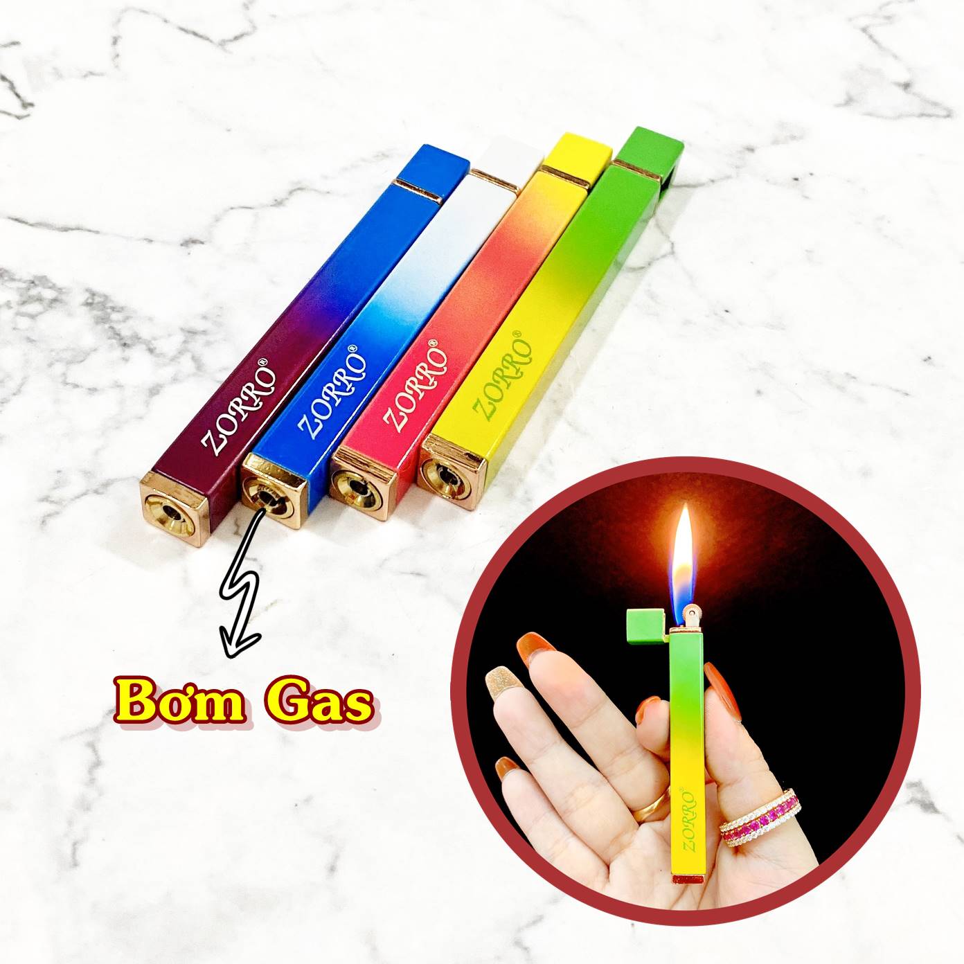 Hột quẹt bật lửa gas đá rảnh tay Z502 kim loại nguyên khối - xài gas
