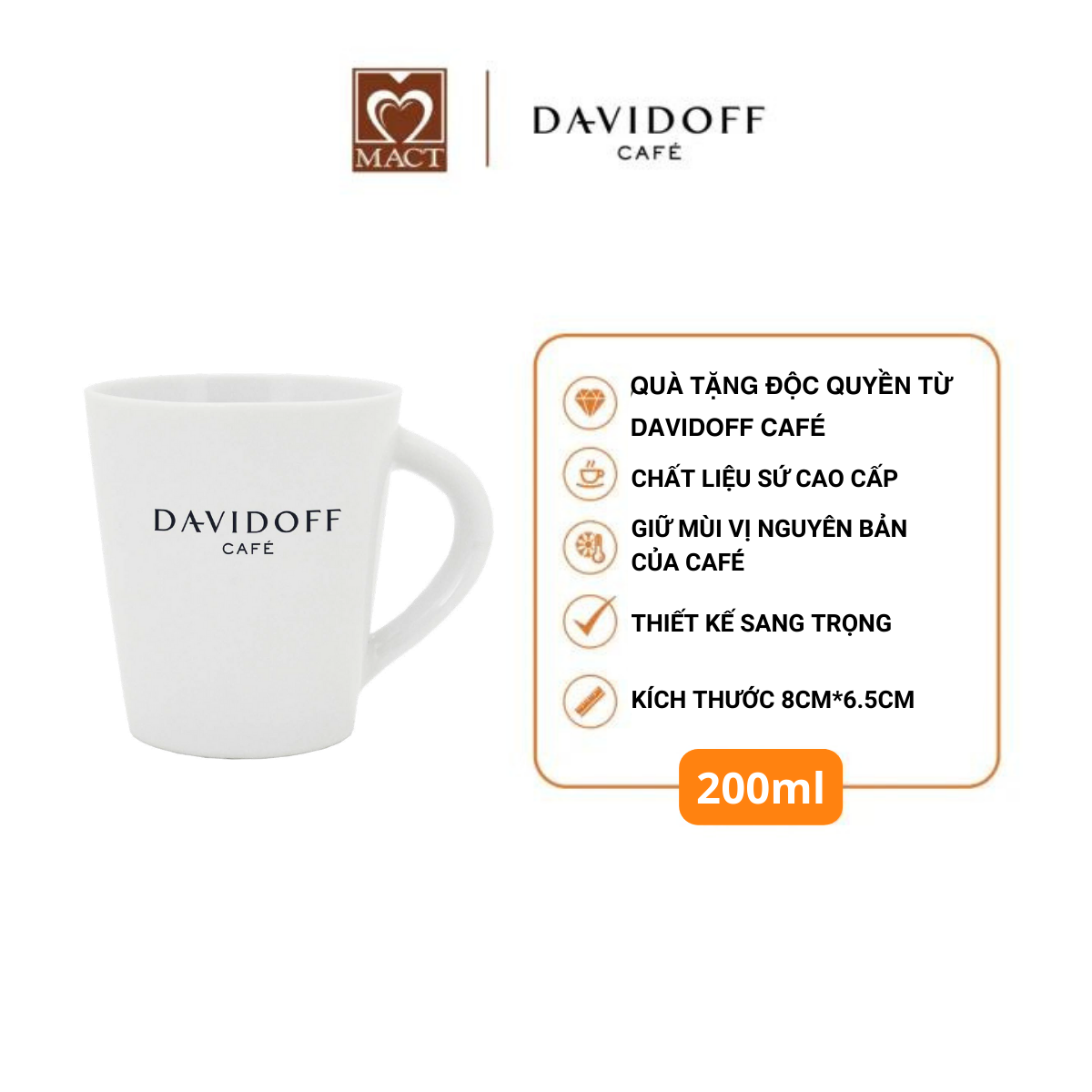 Ly sứ DAVIDOFF - Ly sứ cao cấp từ Davidoff Café - 200ml