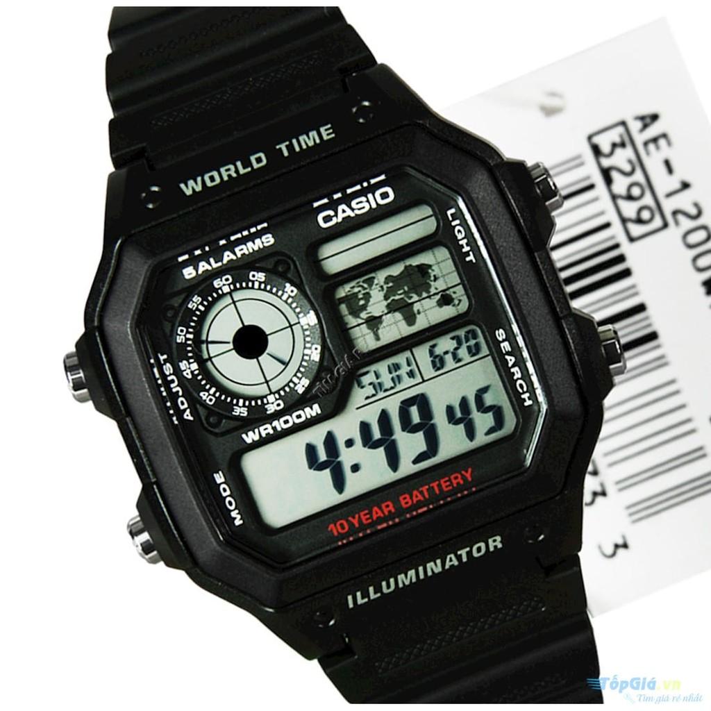 Đồng hồ nam CASIO chính hãng AE-1200WH, dây nhựa