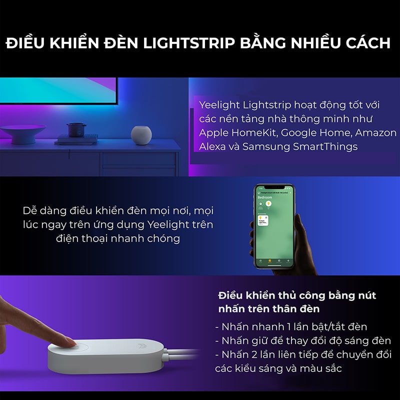 Đèn LED dây Yeelight Lightstrip Pro Starter 2M RGB 16 triệu màu - Bản Quốc Tế - Hàng Chính Hãng