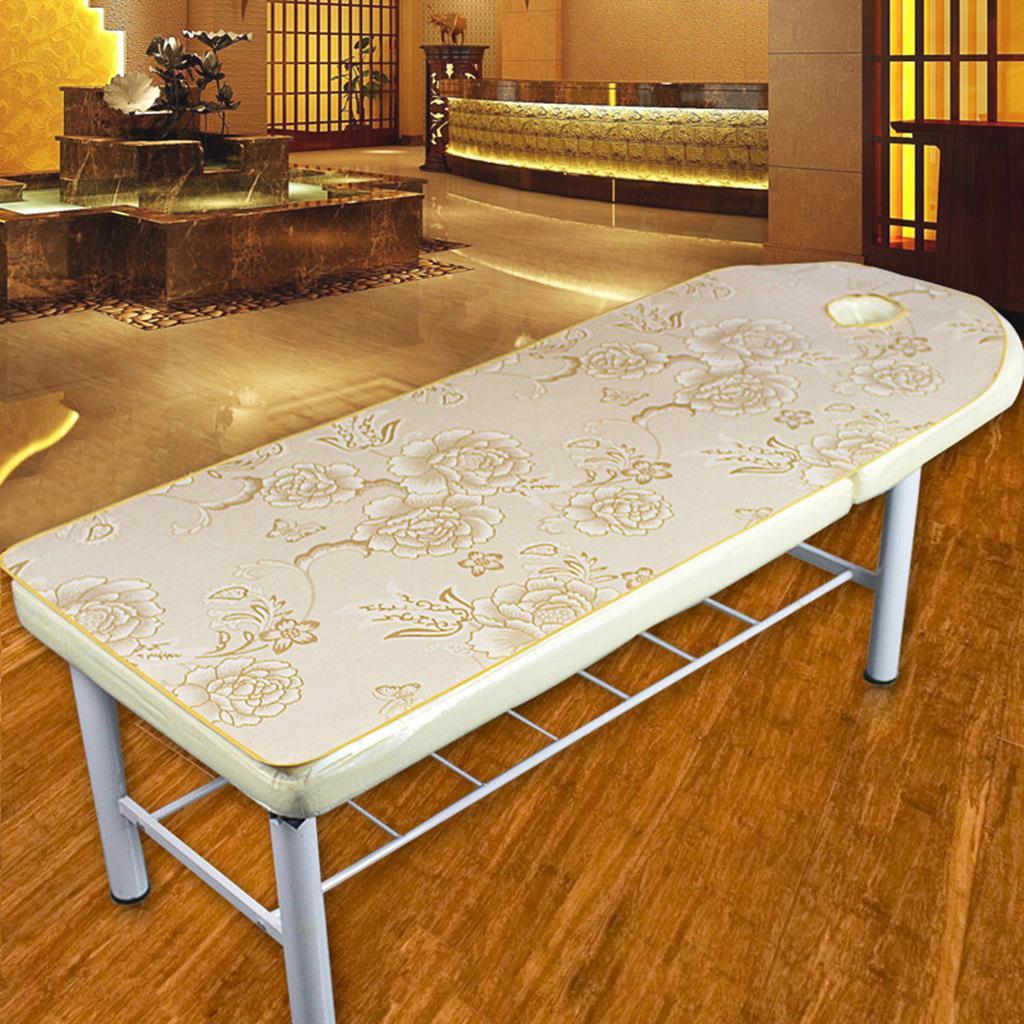 Soft Silk Beauty SPA Massage Treatment Table Cover Bed Sheet Peony-Golden