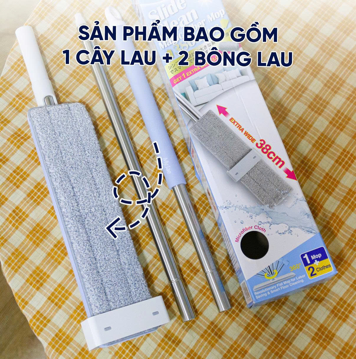 Cây lau nhà sợi Microfiber tự vắt 380Plus MyJae