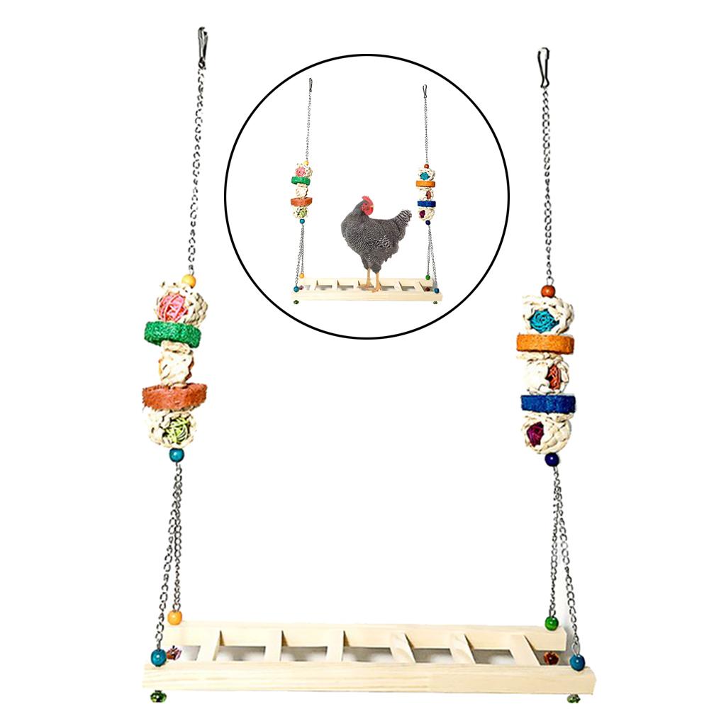 Chicken Swing Ladder Wooden Perch Handmade Bird Toy for Macaw Trainning
