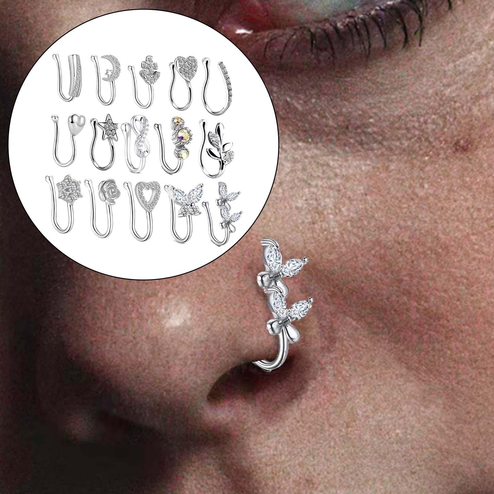 18 Pieces Fake Nose Rings Nose Clip Body Jewelry Gifts Fashion