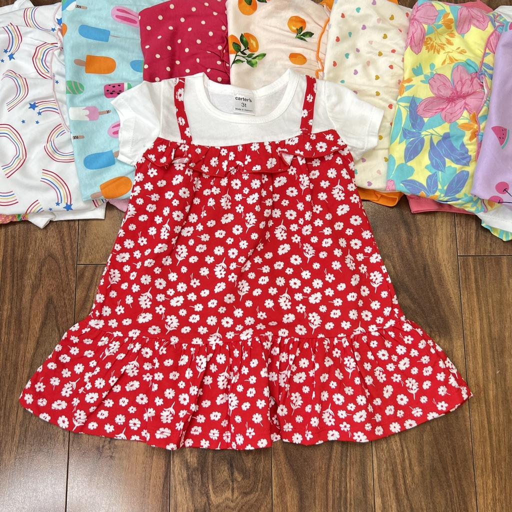 Đầm váy babydoll mùa hè cho bé gái size 5-18kg chất thun cotton mềm mịn mát