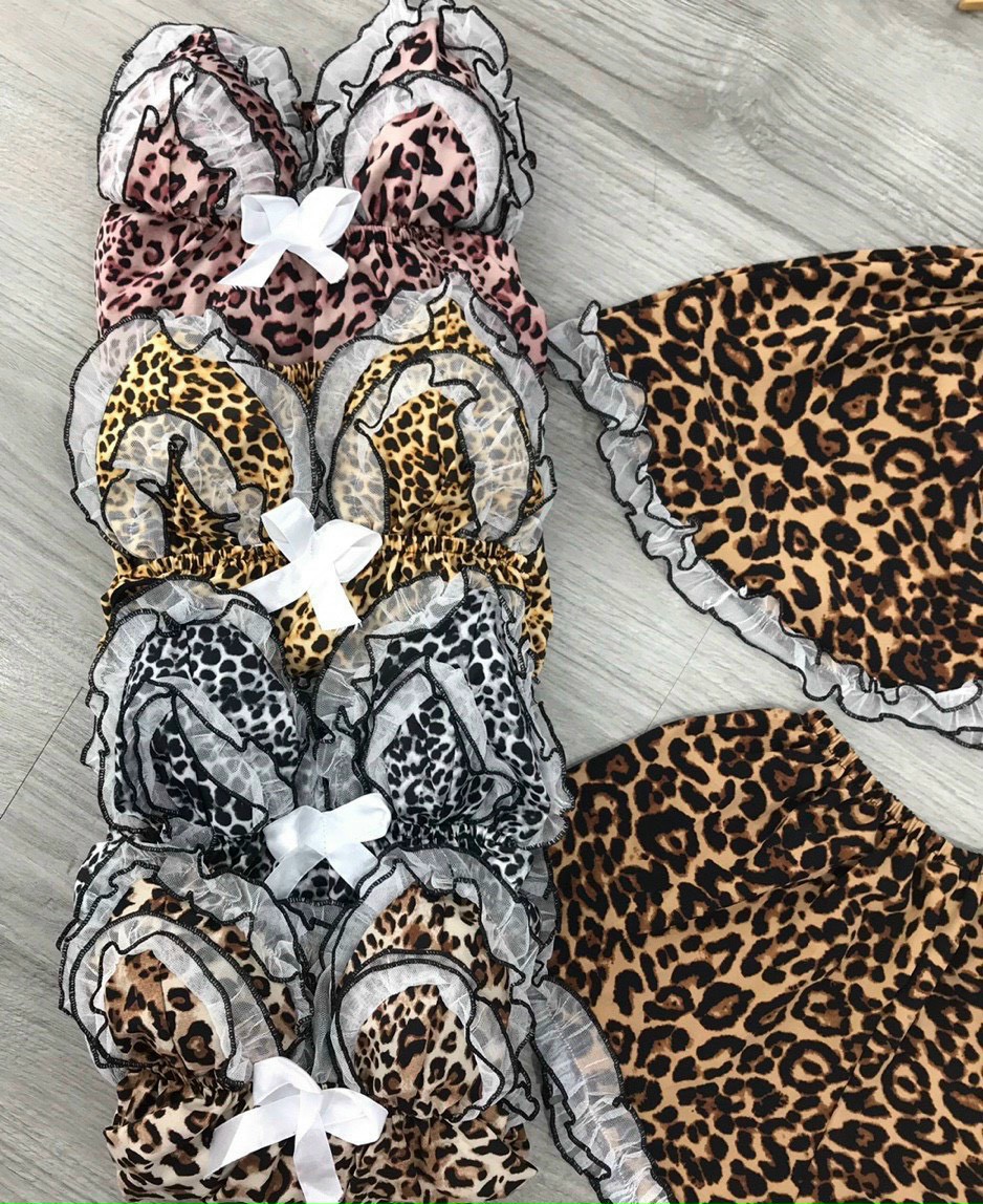 SIÊU HOT MÙA HÈ Set đồ bộ họa tiết da beo yếm đùi lụa mềm mát, viền bèo siêu yêu nhé các nàng- Form dưới 58kg - LEE’S HOME