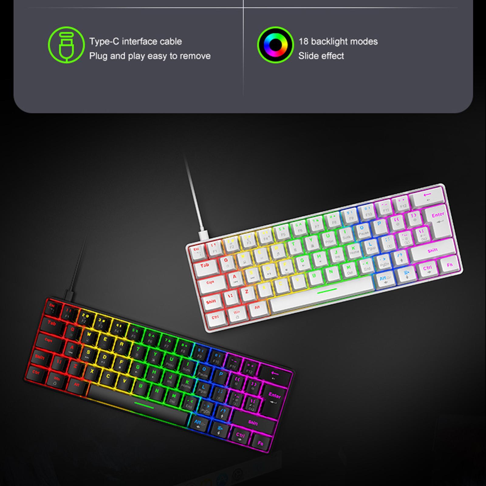 Wired 62Keys Mechanical Gaming Keyboard Backlit for Gaming Typing