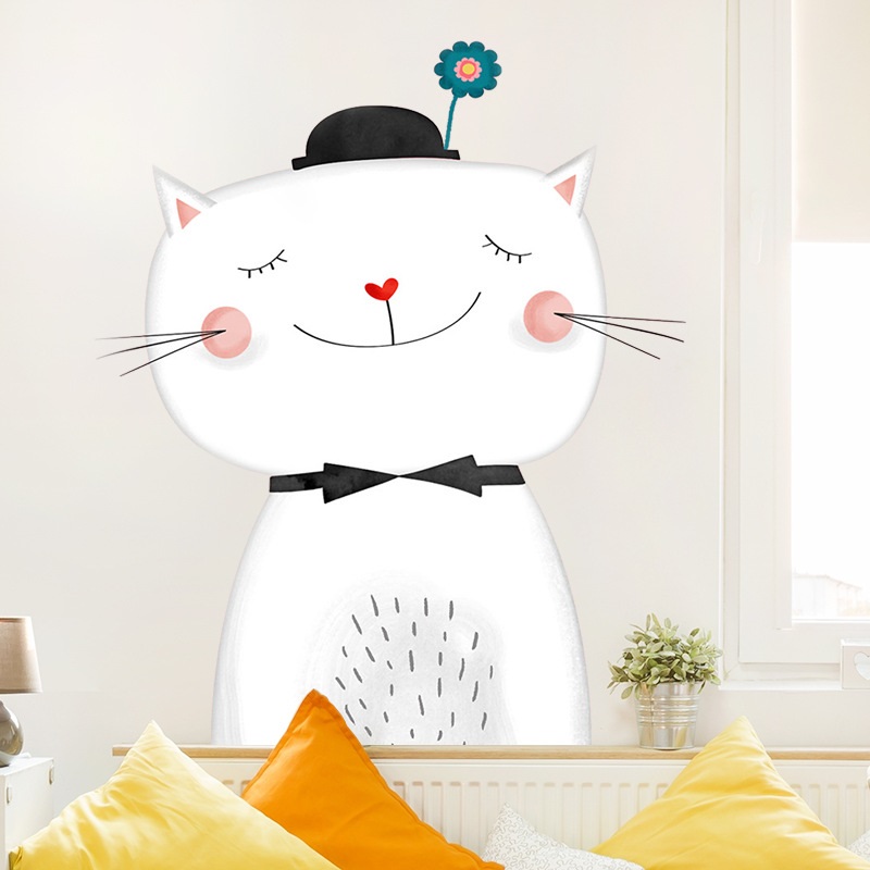 Decal dán tường mèo cute size đại lớn