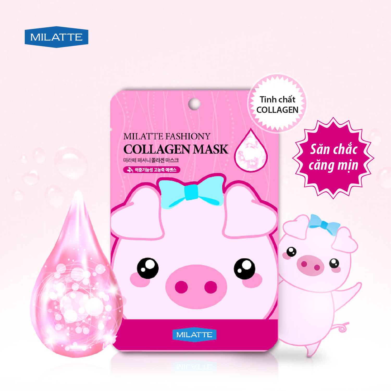 MẶT NẠ CẢI THIỆN ĐỘ ĐÀN HỒI &amp; TRẺ HÓA LÀN DA TINH CHẤT COLLAGEN MILATTE FASHIONY COLLAGEN MASK SHEET ( 1 HỘP 10 MIẾNG 21g)